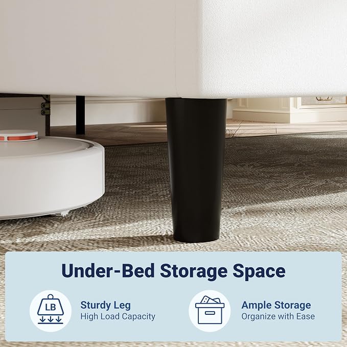 Allewie King Size Platform Bed Frame with Adjustable Headboard, Plush Velvet Upholstered, Vertical Channel Tufted, Sturdy Wooden Slats, No Box Spring Needed, Easy Assembly, White