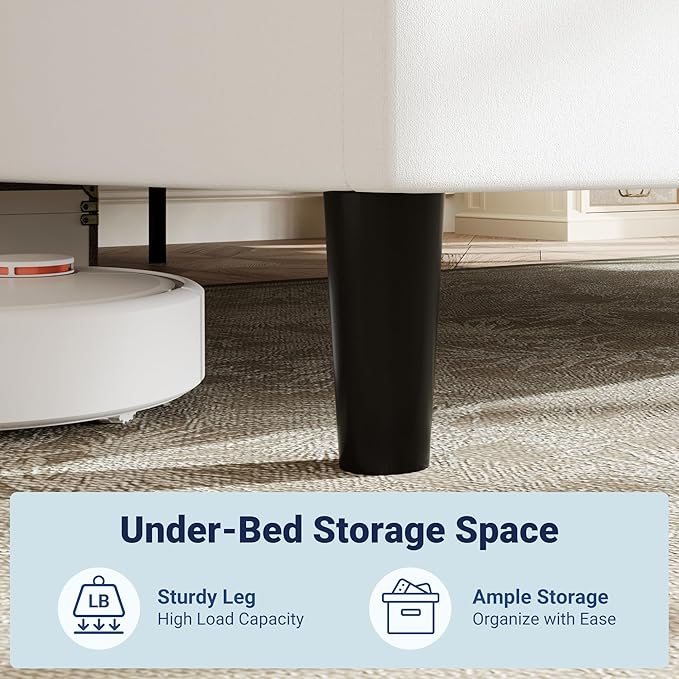 Allewie Full Size Platform Bed Frame with Adjustable Headboard, Plush Velvet Upholstered, Vertical Channel Tufted, Sturdy Wooden Slats, No Box Spring Needed, Easy Assembly, White
