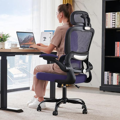 TRALT Office Chair Ergonomic Desk Chair, 330 LBS Home Mesh Office Desk Chairs with Wheels, Comfortable Gaming Chairs (1, Violet)