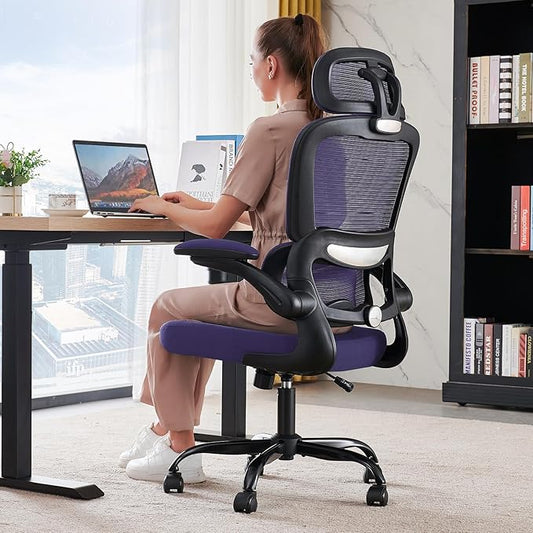 TRALT Office Chair Ergonomic Desk Chair, 330 LBS Home Mesh Office Desk Chairs with Wheels, Comfortable Gaming Chairs (1, Violet)