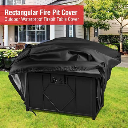 Fire Pit Cover Rectangular 44 Inch, Propane Gas Fire Pit Table Cover,Outdoor Waterproof Firepit Table Cover - 44 X 28 X 25 Inch