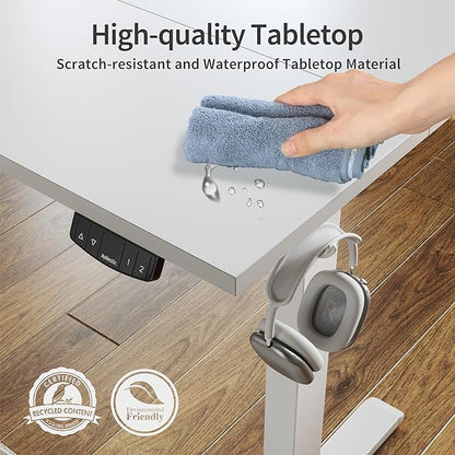 Agilestic Electric Standing Desk, 60 x 24 Inches Height Adjustable Desk, Sit Stand up for Work Office Home, Ergonomic Rising Computer Table with Memory Preset, White