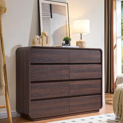 Standifurno Modern 8 Drawer Dresser, 47- Inch Wood Chest of Drawers with Large Storage, Walnut Dresser Closet for Bedroom, Living Room, Nursery.