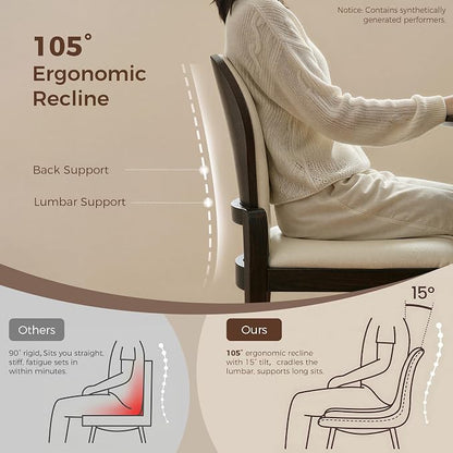 LIKIMIO Dining Chairs Set of 2, Leather Dining Chairs with Solid Wood Frame, Modern Dining Room Chairs with 350lbs Capacity and 19.6" Wide Seat, Upholstered Kitchen Chairs for Adults, Beige