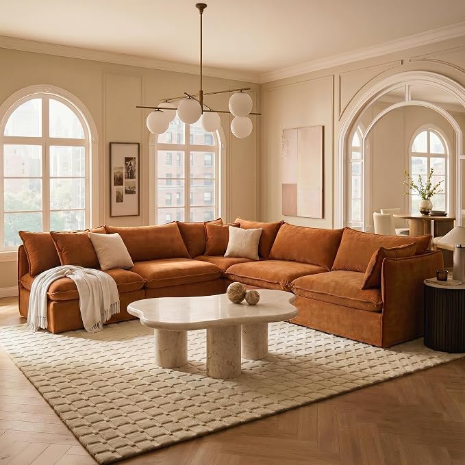 Cloud Modular Corner Sectional, Oversized Deep Seat Comfort, Luxe Chenille | Fully Removable Washable Covers, Memory Foam Seat Cushions, Premium Fabric