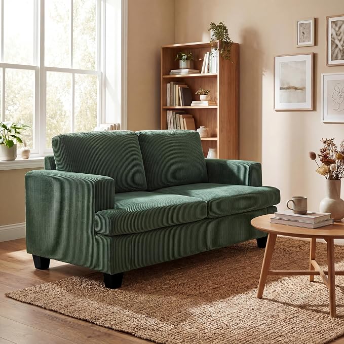 YOUDENOVA Sofa, 63” Comfy Loveseat Sofa with Deep Seats, Couch for Living Room, Modern Sleeper Couch, Green Corduroy