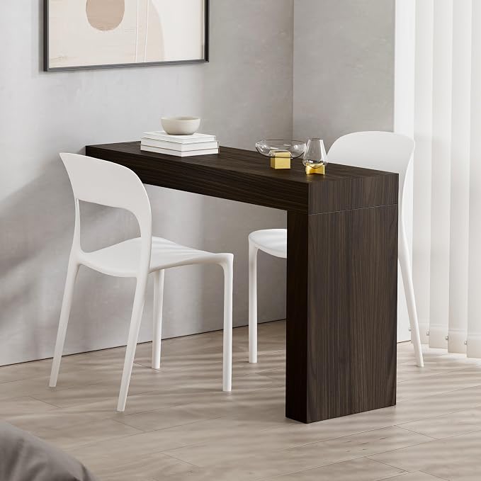Mobili Fiver, Evolution Desk 47.2 x 15.7 in, Dark Walnut with One Leg, Made in Italy