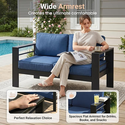 Solaste Aluminum Loveseat Patio Furniture, Weather-Resistant, Blue