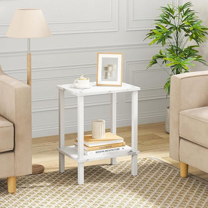 TUTOTAK End Table, Side Table, Nightstand, 2-Tier Storage Shelf, Sofa Side Table for Small Space, Living Room, Bed Room TB01BMW034