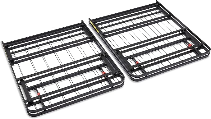 Amazon Basics Bed Frame with Storage, Foldable Metal Platform, Sturdy Steel, No Box Spring Needed, 14-inch High, Tool-Free Setup, Noise Free, Easy Assembly, Queen Size, Black