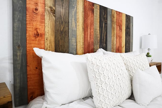 Barn Walls Harvest Mix Signature Design, Multicolored Solid Wood Headboard, Floating Panels, Adjustable Height, Easy Assembly, California King Size