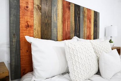 Barn Walls Harvest Mix Signature Design, Multicolored Solid Wood Headboard, Floating Panels, Adjustable Height, Easy Assembly, California King Size