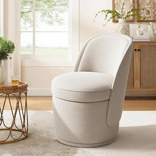 MALOL 360° Swivel Accent Chair- Comfy Living Room Armchair No-Sag Foam & Sturdy Metal Base, Fully Assembled Swivel Accent Single Sofa for Bedroom, Office, Beige