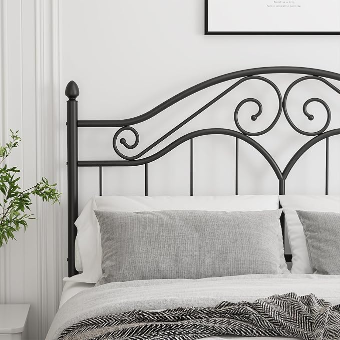 Headboard for Full Size Bed Frame Vintage Platform Bed Metal Headboard Only | Height Adjustable,Sturdy and Stable,Easy Assembly,Black