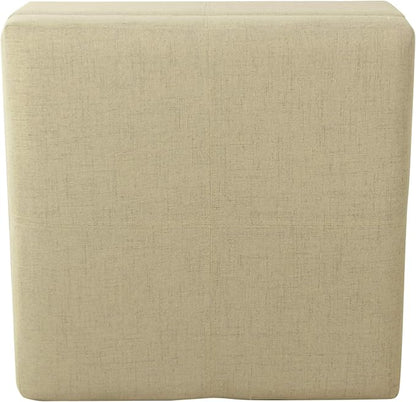 HomePop 28" Woven Square Storage Ottoman - Linen Tan