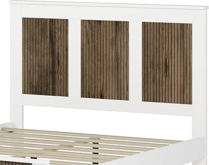 4 Pieces Bedroom Furniture Sets Farmhouse Queen Size Bed Frame with Storage Dresser & Nightstand, Wood Platform Bed Frames with Metal Handle for Living Room, Home, Guest Room, Apartment