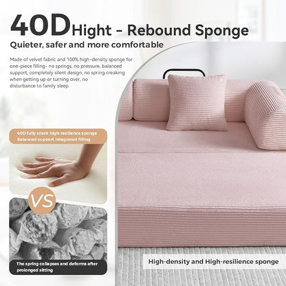Compression Sofa, Cloud Sectional Sofa,Sofa Bed, Boneless Modular Sectional Sofa with 2 Pillow, Comfy Fluffy Couch with Futon Bed, Perfect for Living Room, Small Space