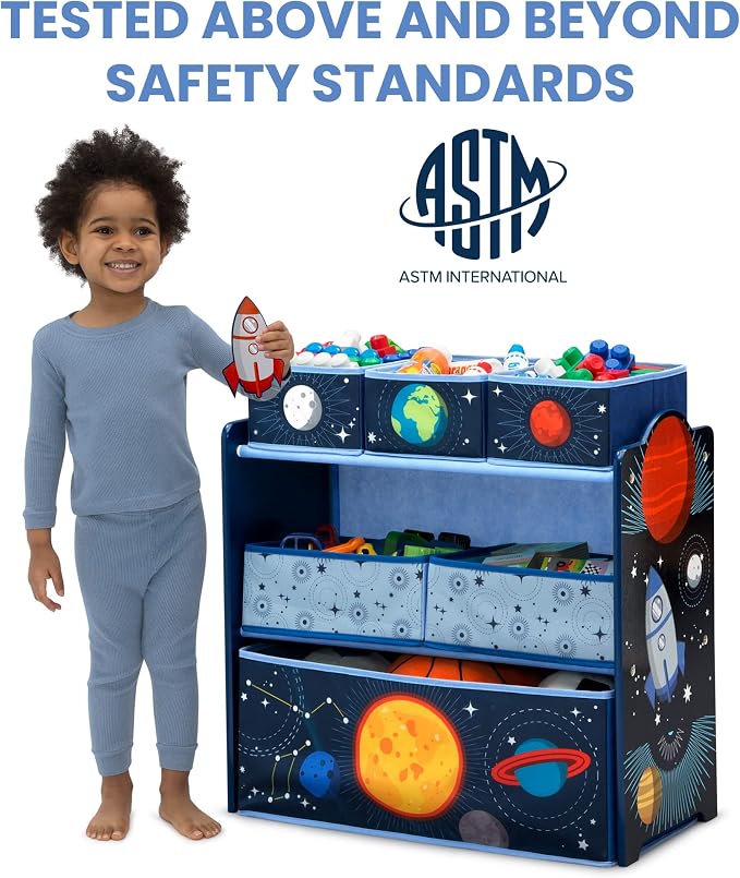 Delta Children Space Adventures Design & Store 6 Bin Toy Storage Organizer - Greenguard Gold Certified, Blue