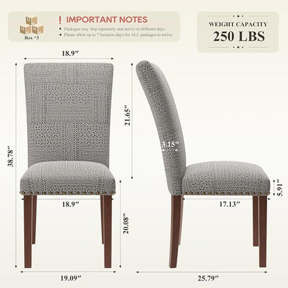 MALOL Dining Chairs Set of 6, High Back Dining Chair with Wood Legs and Nailhead Trim, Modern Padded Kitchen Room Chairs for Dining Room/Restaurant, Black/White