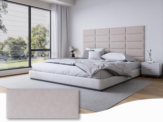Peel and Stick Upholstered Wall Mounted Headboard King Size, 12 Panels Tufted Fabric Headboard,Wall Mounted Headboards, Interior Wall Panels for Bedroom, 10"x24" Beige