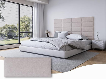 Peel and Stick Upholstered Wall Mounted Headboard Queen Size, 9 Panels Tufted Fabric Headboard,Wall Mounted Headboards, Interior Wall Panels for Bedroom, 10"x24" Beige
