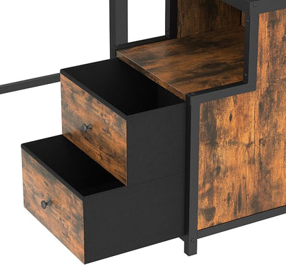 Bellemave Full Loft Bed with Desk & Storage Fabric Drawers, Shelves, Heavy Duty Full Size Metal Loft Bed Frame for Adults & Teens, Space Saving Bed for Small Room, Dorm & Apartment, Black