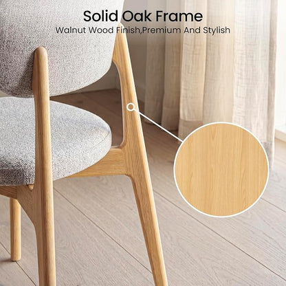COLAMY Dining Chairs Set of 4,Modern Upholstered Kitchen Room Chairs with Solid Natural Oak Wood Legs, 5-Min Easy Assembly Anti-Wobble, High-Weight Fabric Farmhouse Side Chair, 300lbs,Oak,Beige