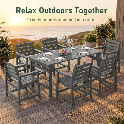 Furnimart Outdoor Dining Chairs Set of 2, Extra-Thick HDPE All-Weather Patio Armchairs with Wide Seat, Outdoor Furniture for Backyard, Garden, Lawn & Poolside, Grey