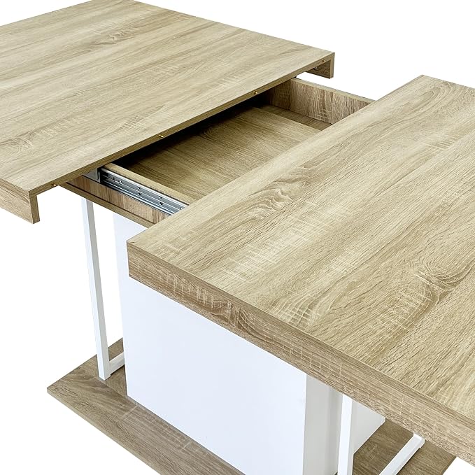 KEIKI Extendable Dining Table for 6-10 People, Dining Room Table for Gatherings, Living Meeting Room