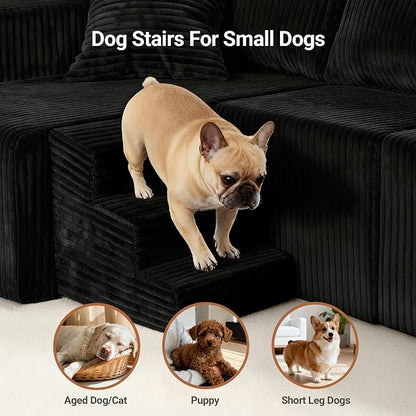 Claiks 128" Modular U Shaped Couch, Sectional Deep Seat Sofa with Pet Stair, Black