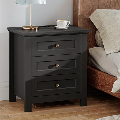 Farmhouse Dresser Nightstand Sets, 2-Piece Bedroom Furniture Set for Home | 6 Drawer Dresser Closet & 3 Drawer Nightstand, Chest of Drawers for Bedroom, Living Room, Entryway, Black