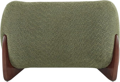 Christopher Knight Home Holly Modern Boucle Fabric Upholstered Club Chair for Living Room, Home Office, Apartment, Relaxing Chair with Removable Cushion and Birch Wood Legs, Olive Green+Walnut