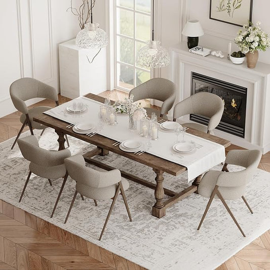 COLAMY Dining Chairs Set of 6, Mid Century Modern Dining Room Kitchen Dinner Chairs with Iron Legs, Open Back and Padded Seat, for Living Room/Bedroom/Restaurant/Cafe, Taupe