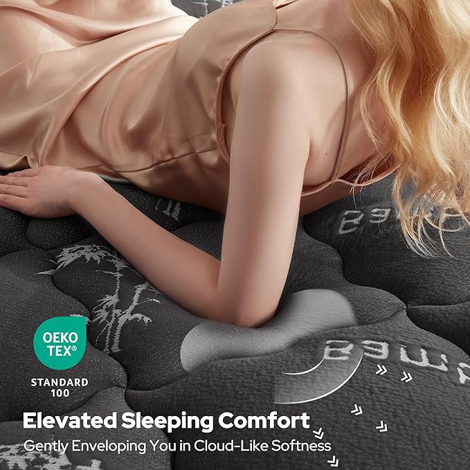 BEDLORE King Mattress Topper Viscose Derived from Bamboo, Thick Pillow Top Mattress Pad with Stretchable Pockets for 6"-18" Mattress, Soft Breathable Mattress Topper for Back Pain Relief(Dark Gray)