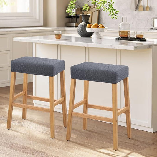 YISUN Stool Covers Rectangle - 2 Pack Stretch Waterproof Saddle Seat Cover Counter Bar Stools Bar Chairs Covers Kitchen Island Chairs Cushion Protector