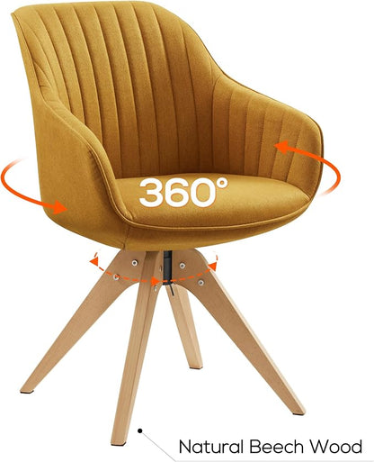 Art Leon Beech Wood Swivel Desk Chair for Home Office, No Wheels