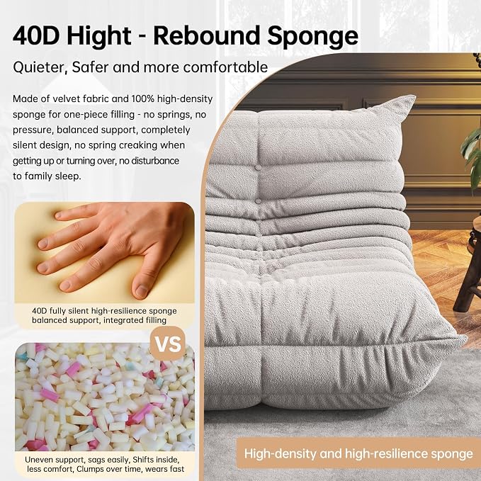 WHGBJA Bean Bag Chair for Adults, Lazy Bean Bag Sofa for Bedroom, Living Room, Reading, Gaming Floor Sofa Chair, Boneless, Comfy