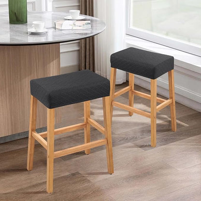 YISUN Stool Covers Rectangle - 2 Pack Stretch Waterproof Saddle Seat Cover Counter Bar Stools Bar Chairs Covers Kitchen Island Chairs Cushion Protector