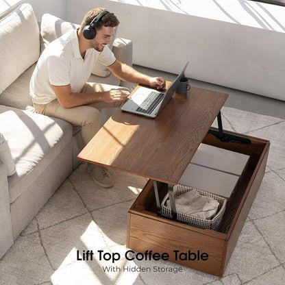 Transformer Table - Solid Wood Extendable Dining Table, Seats 2-12, Expandable Dining Room Table, Space-Saving Furniture, Kitchen and Dining Room Furniture (Brown, Table + Coffee Table)