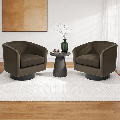 Swivel Barrel Accent Chair, Modern Round Chenille Fabric Arm Chair for Living Room, Bedroom, Comfy Club Reading Chairs for Adults