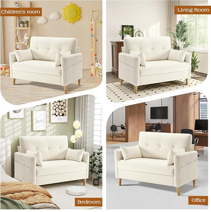 Hanherry Loveseat Sofa, 47” Small Couch for Living Room, Comfy Chenille Fabric Love Seat for Bedroom withThrow Pillow,Removable Cushion Cover,Couches for Small Space,Apartment,Dorm