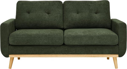 Ball & Cast 67.7" Loveseat Sofa,Mid Century Modern Love Seat Couches for Living Room,Button Tufted Upholstered Small Couch with Solid Wood Legs for Bedroom,Apartment,Office,Easy Assembly,Antique Green