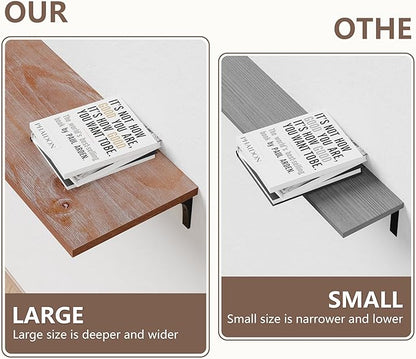 12 Inch Deep Floating Shelves Set of 2, 60 Inch Extra Wide Brown Solid Wood Wall Shelves, 5ft Heavy Duty Farmhouse Wall Mounted Shelving for Kitchen, Living Room & Bedroom
