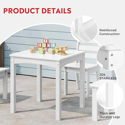 Costaelm Kids Outdoor 24" Dining Table, White