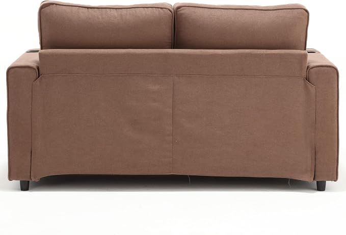 ERYE Foldable Loveseat Sofa Convertible Pull Out Sleeper Sofabed,2 Seat Tufted Upholstered Sofa Modern Convertible Sleeper Couch Bed with Cupholders and Side Pockets