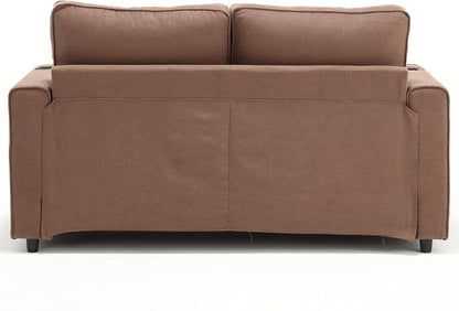 ERYE Foldable Loveseat Sofa Convertible Pull Out Sleeper Sofabed,2 Seat Tufted Upholstered Sofa Modern Convertible Sleeper Couch Bed with Cupholders and Side Pockets