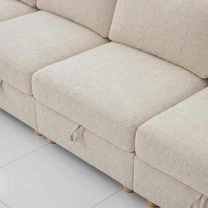 ERYE 132-Inch Oversized U Shaped Sectional Sofa 8 Seat Modular Storage Sofa Couch W/Deep Seat,Skin Friendly Plush Chenille Upholstered Corner Convertible Sectional W/Movable Ottoman