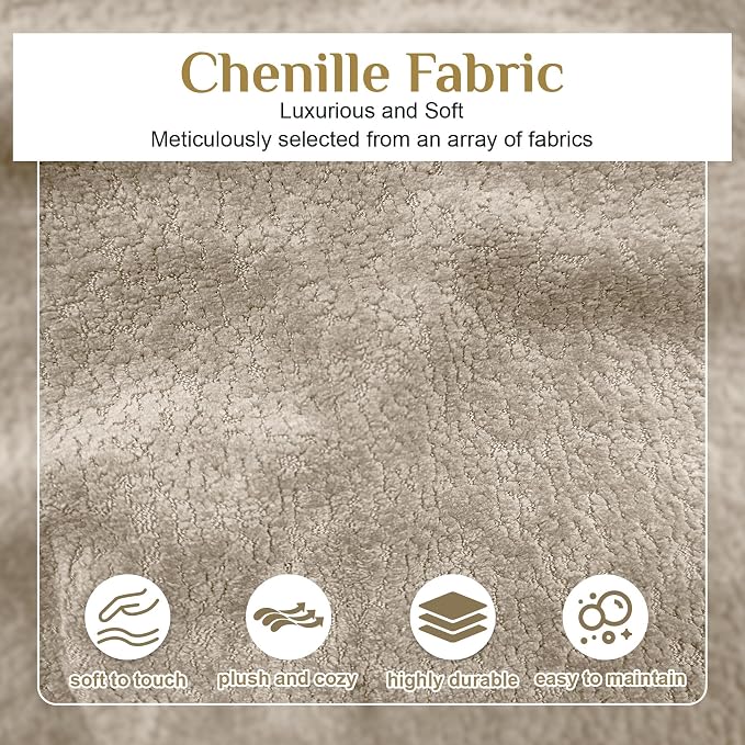 Boneless Couch Set, 91" + 75'' Cloud Couch Set, Chenille Curved Sofa, Modern Compression Sofa for Living Room, Bedroom and Apartment, No Assembly Required, Light Brown
