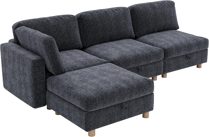 ERYE 95-Inch Oversized L Shaped Sectional Sofa 4 Seat Modular Storage Sofa Couch W/Deep Seat,Skin Friendly Plush Chenille Upholstered Convertible Corner Sectional Couch with Ottoman