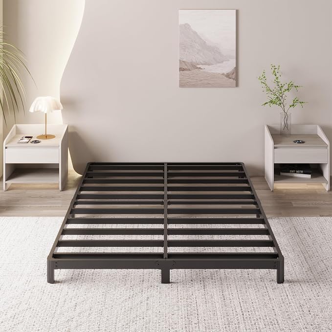 Yicensen 6 Inch Full Bed Frame Low Profile No Box Spring Needed, Heavy Duty Full Size Metal Platform Bed Frame with Rounded Corner Legs, Easy Assembly, Noise Free, Black